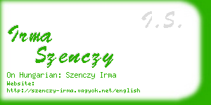 irma szenczy business card